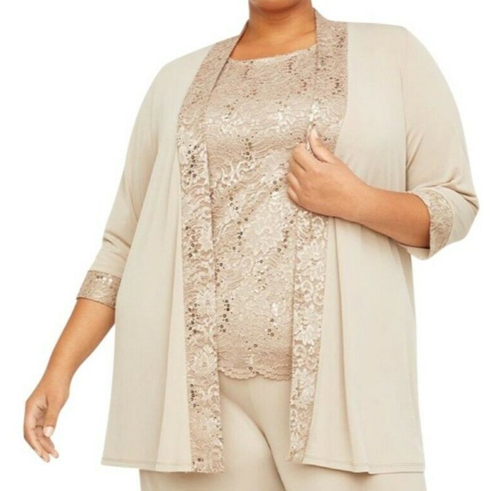 Catherines 2 Piece Holiday Outfit Plus Size 22W Sequin Open Front Kimono & Shell